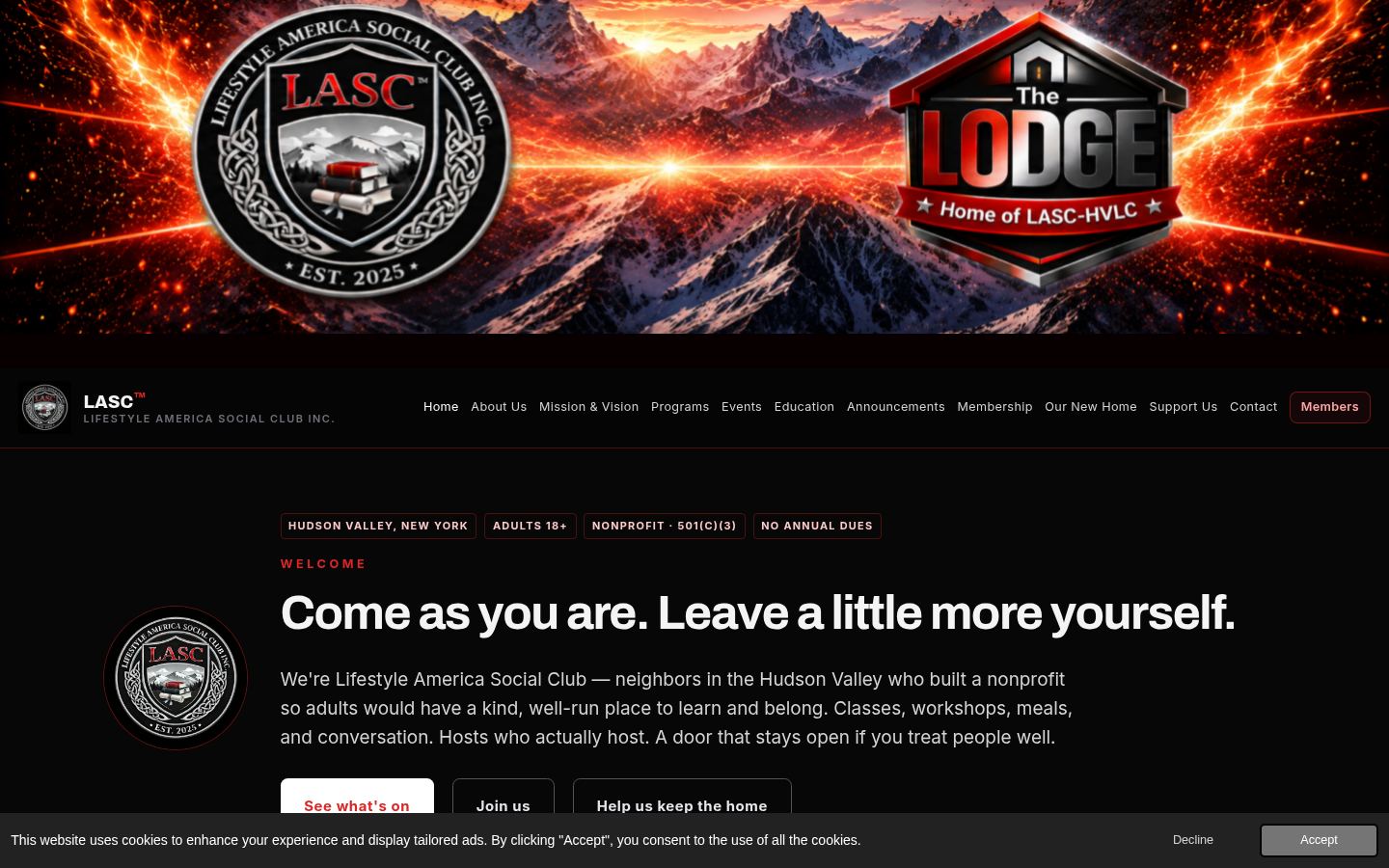 Lifestyle America Social Club · HOMEPAGE_SCREENSHOT